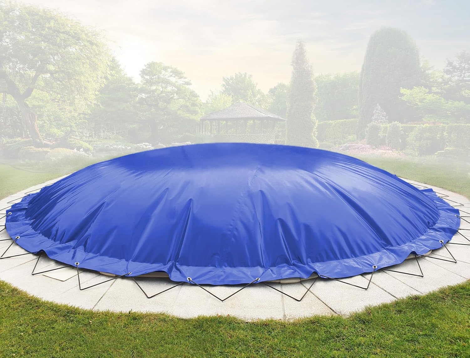 ANKO PLANEN Aufblasbare Poolabdeckung rund - ideal für den Winter - stabile Poolplane AirDeluxe (Pooldurchmesser: 400cm, Blau)