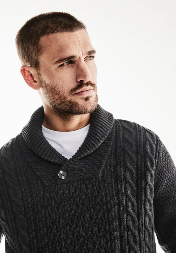 Pullover mit Strickmuster - anthra grey melange