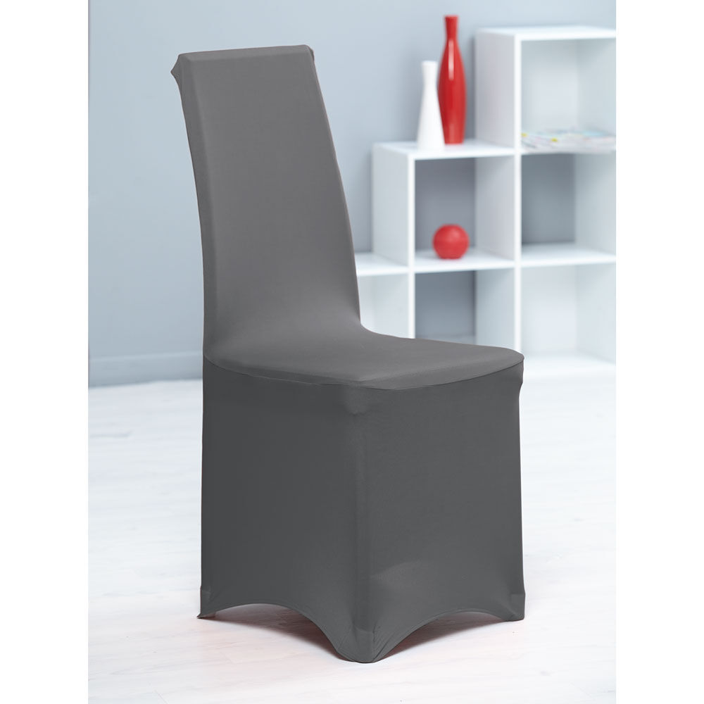 Housse de chaise gris foncé uni