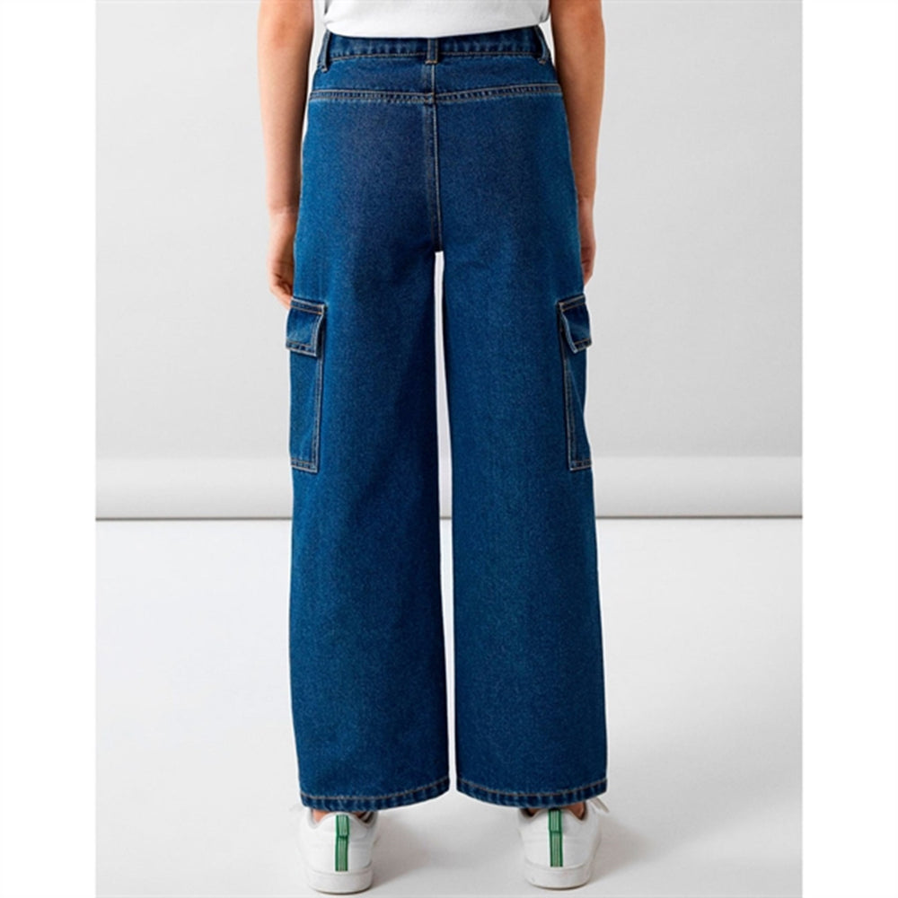 Dark Blue Denim Rose Wide Cargo Jeans Noos