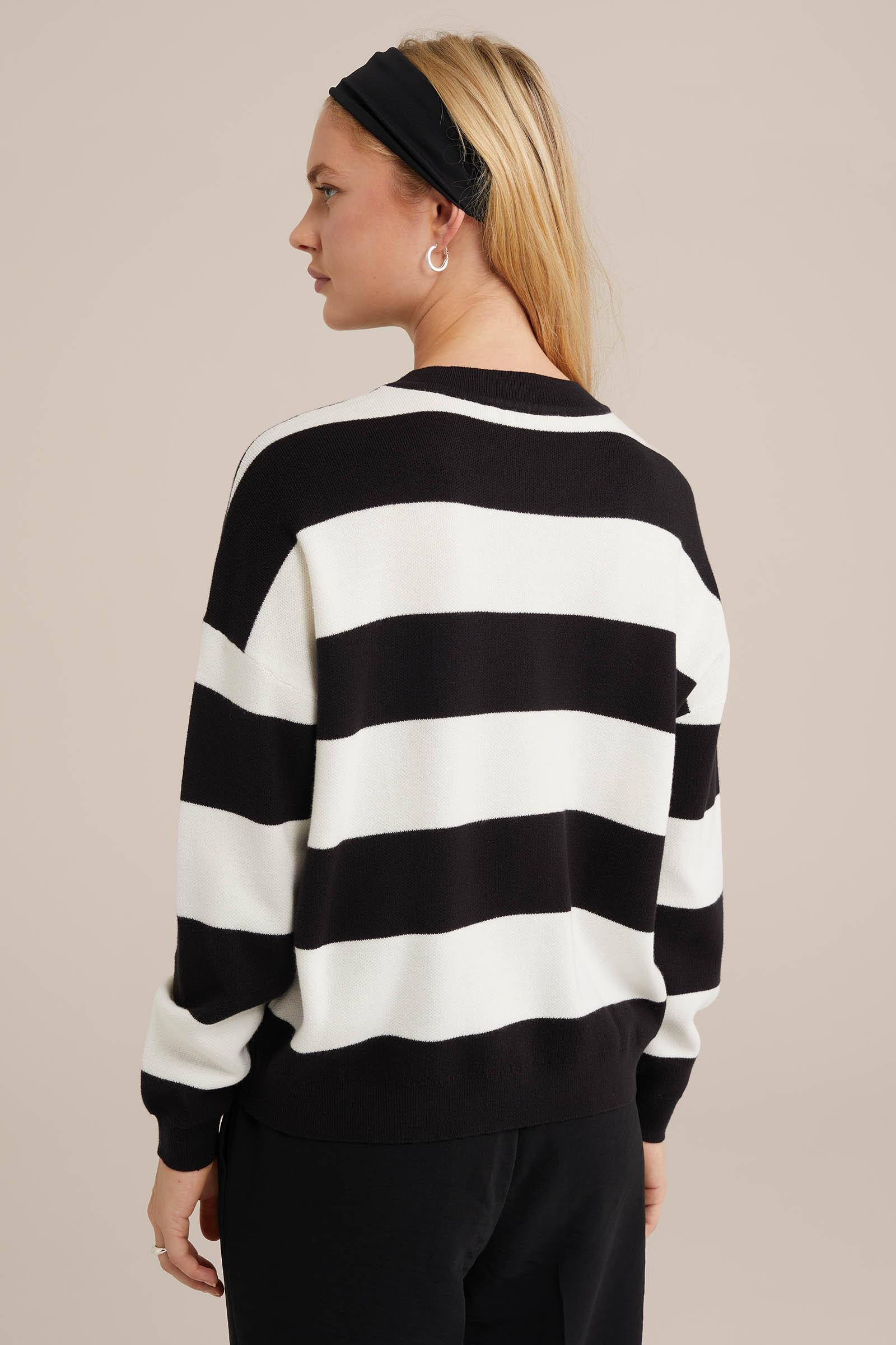 gestreepte trui WE Fashion Zwart