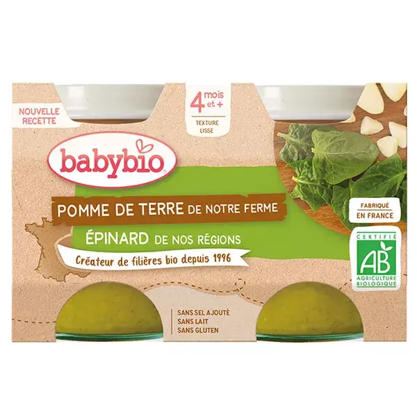 Babybio Orgânico Legumes em Pote com Batata e Espinafre +4 meses 2 x 130g