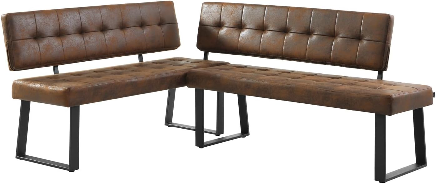 B&D home® Eckbank AKA – Esszimmerbank mit Lehne, beidseitig montierbar (Links/rechts), Kaltschaum-Polsterung, platzsparend, für Esszimmer, Küche & Flur, ca. 196 x 140 cm