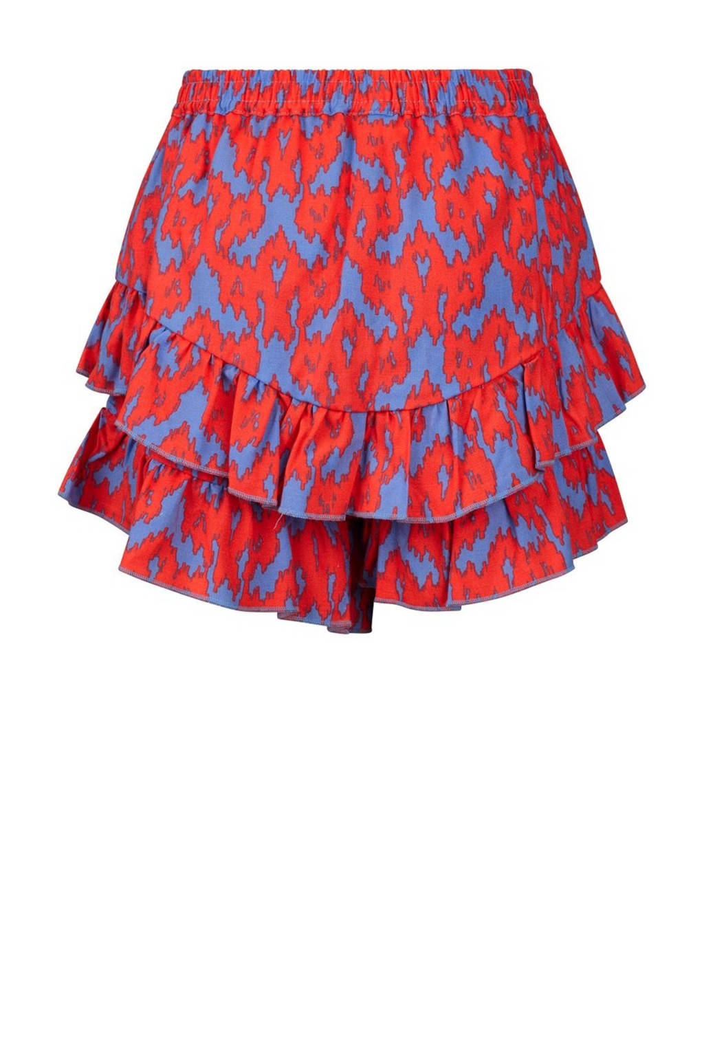 Retour Jeans skort Isabel met all over print en volant paars/rood