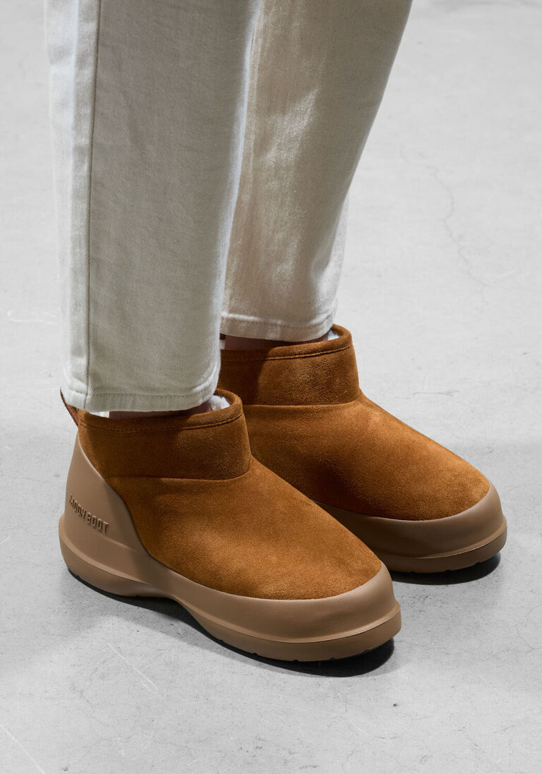 cognac moon boot enkelboots mb luna low boot suede