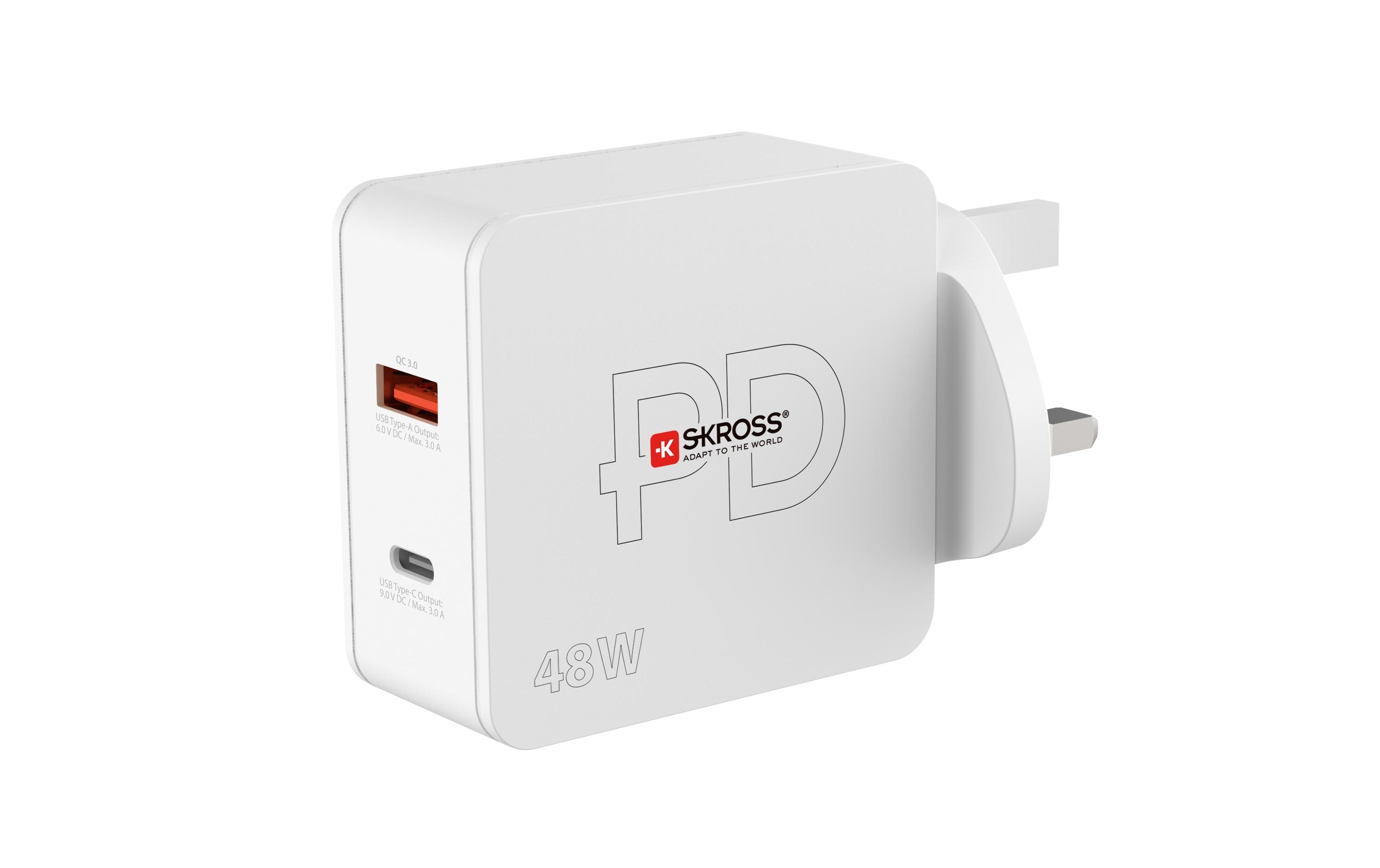 USB-Wandladegerät Multipower Combo+, UK, 48 W, WeissKraftvolles USB-Wandladegerät für zu Hause und unterwegs