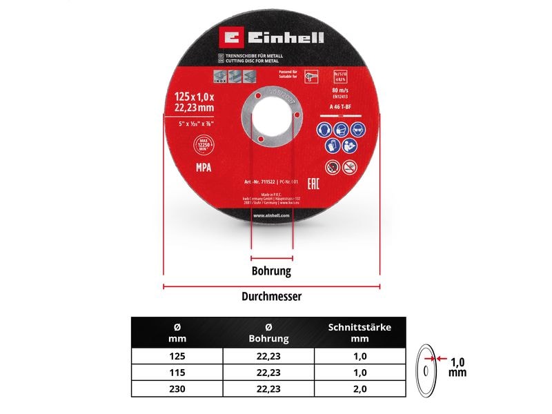 Einhell 5 Trennscheiben 125 mm 5 Trennscheiben