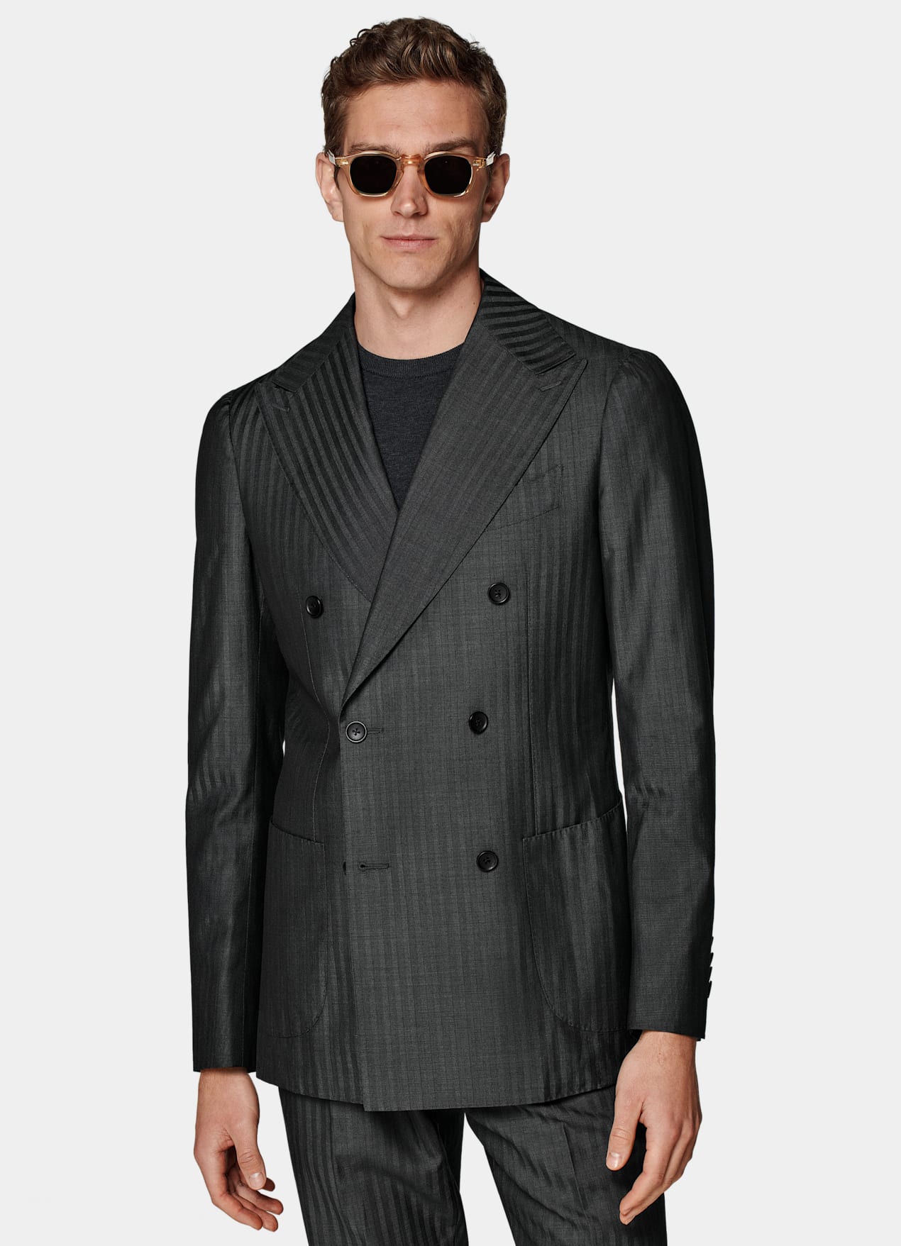 Costume Perennial Havana coupe Tailored gris foncé à chevrons