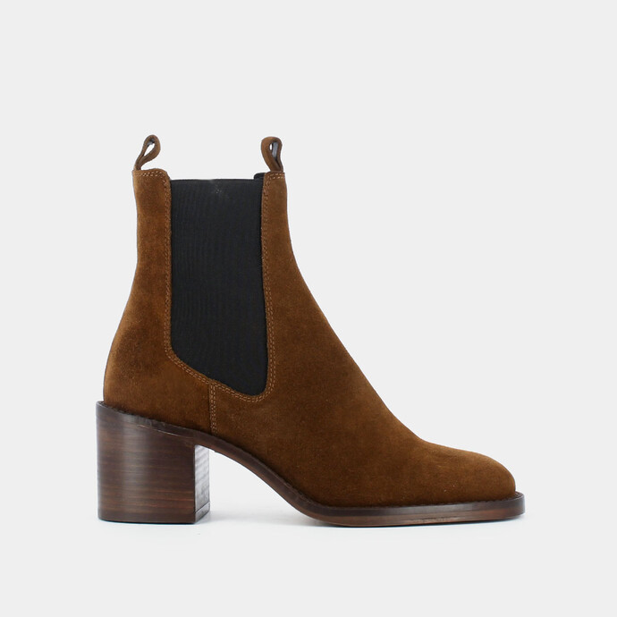 Bottines à talons  en croute cognac