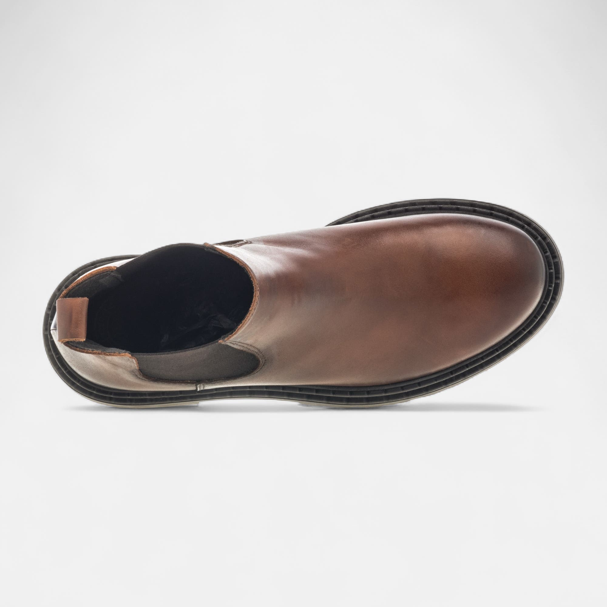 Boots chelsea à talon Femme en cuir cognac