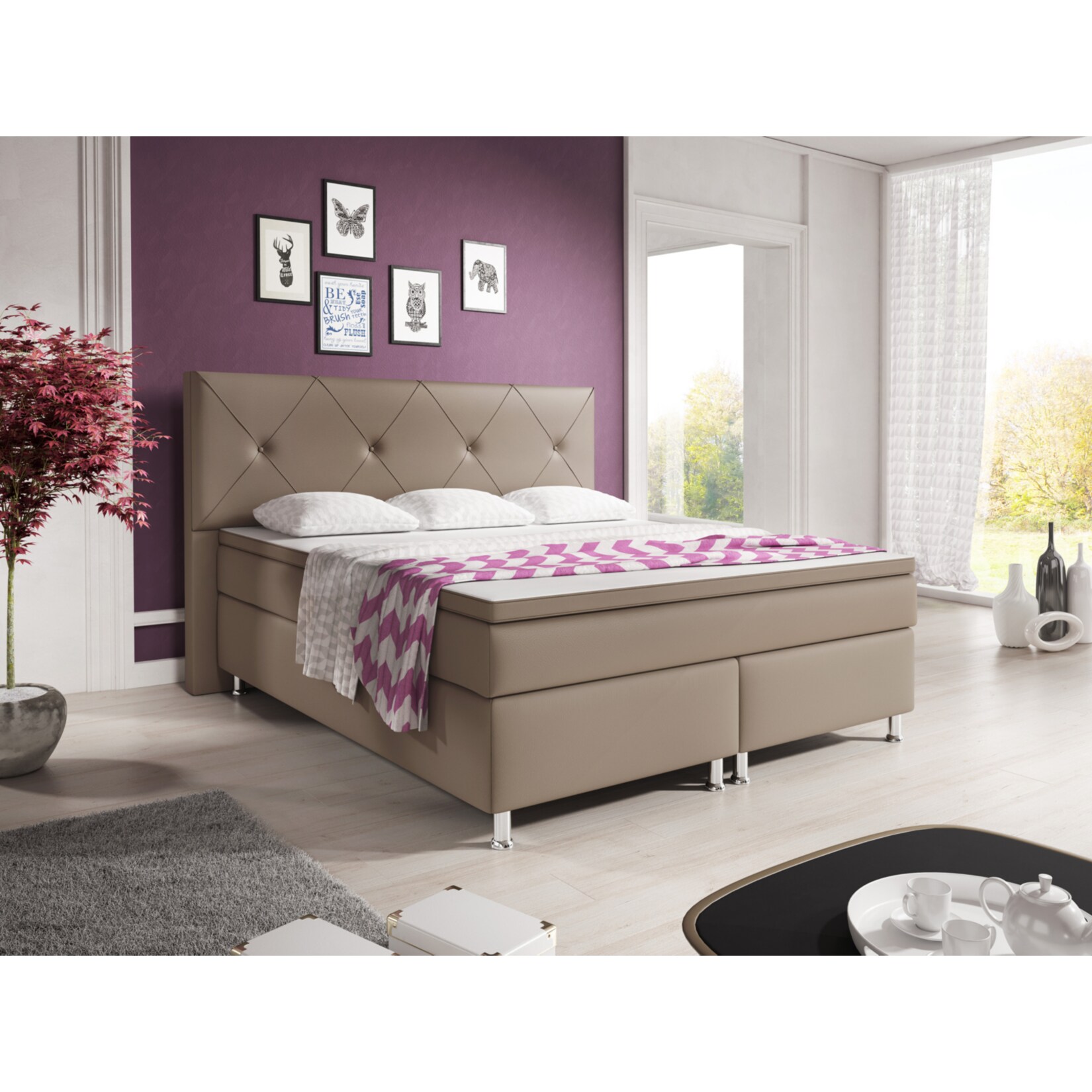 Inter Handels Boxspringbett Oxford 180x200 cm muddy
