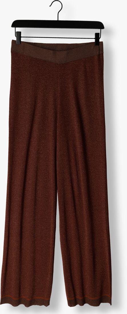 MINUS bruine minus wijde broek allie high waisted wide leg metallic knit pant