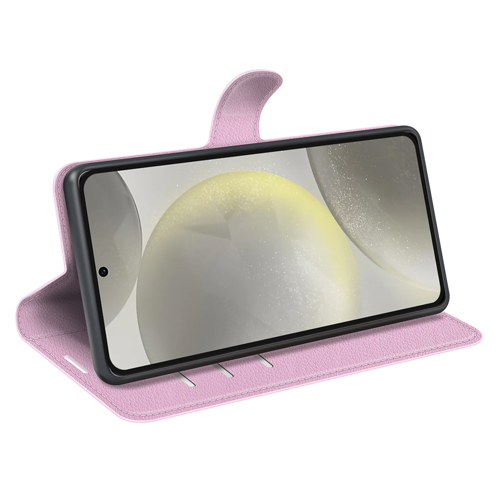 Samsung Galaxy S24 FE Leder Tasche Flip Cover Litchi Look - Rosa