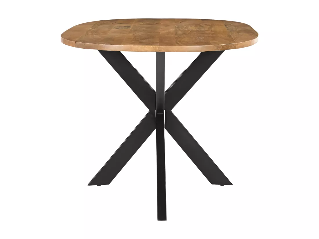 Table à manger 6 personnes en bois de manguier et métal noir - Naturel clair - PATRICIA
