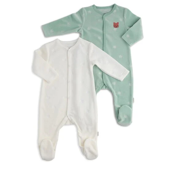 Lot de 2 Pyjamas   Écru Poudre / Vert        de               P'tit bisou