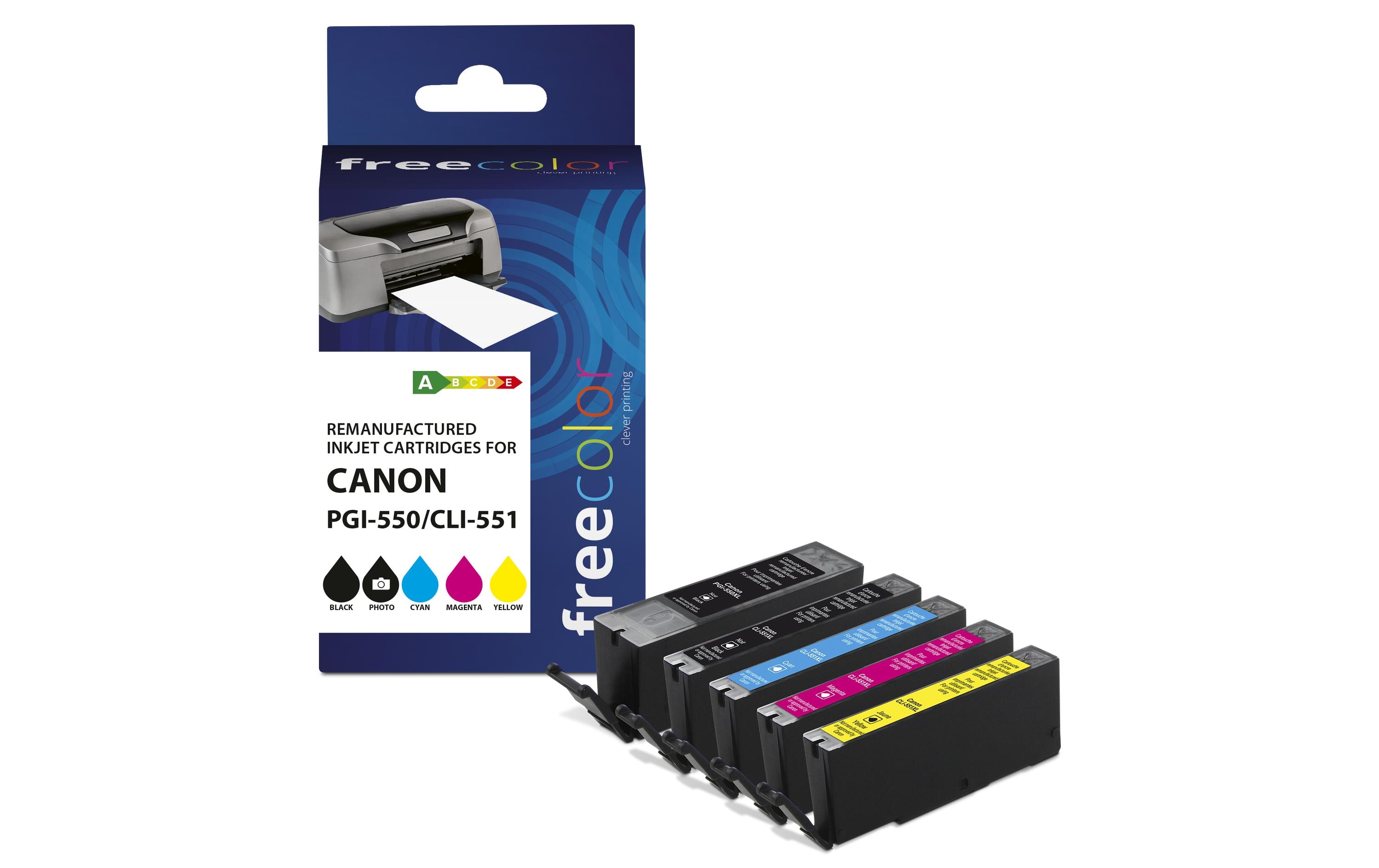 Tinte Canon PGI-550 / CLI 551 Multipack ColorTintenset: Schwarz, Cyan, Magenta und Gelb