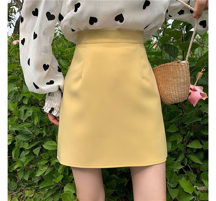 Seven Fairies - Hoge taille effen mini A-lijn rok