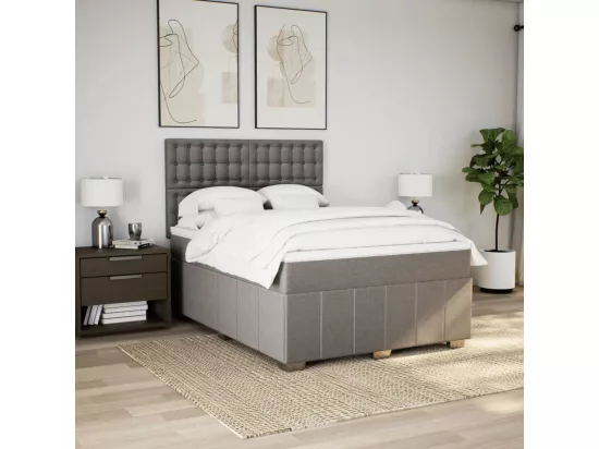 Sommier à lattes de lit avec matelas Taupe 140x190 cm Tissu
