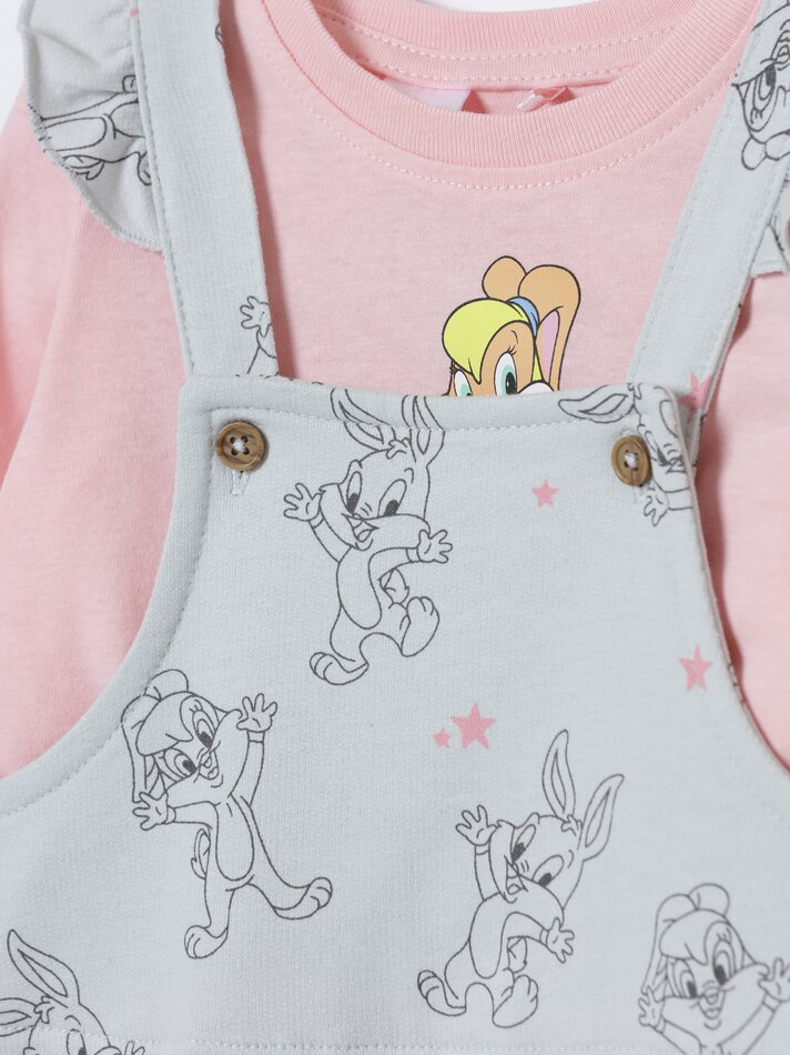 Conjunto de macacão e camiseta Looney Tunes © &™ WARNER BROS - Cinza Claro