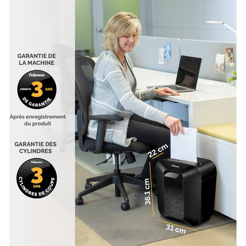 Destructeur Fellowes LX25 - coupe croisée