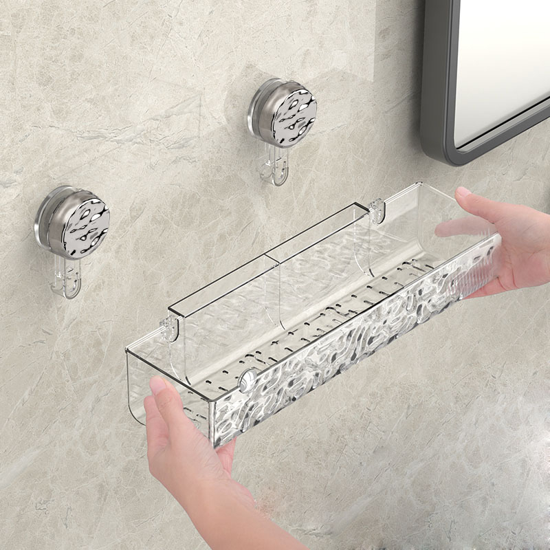 (2er Set) Duschregal Selbstklebende Badezimmer Eckablage Wand Halterung Abnehmbarer Duschkorb - Transparent