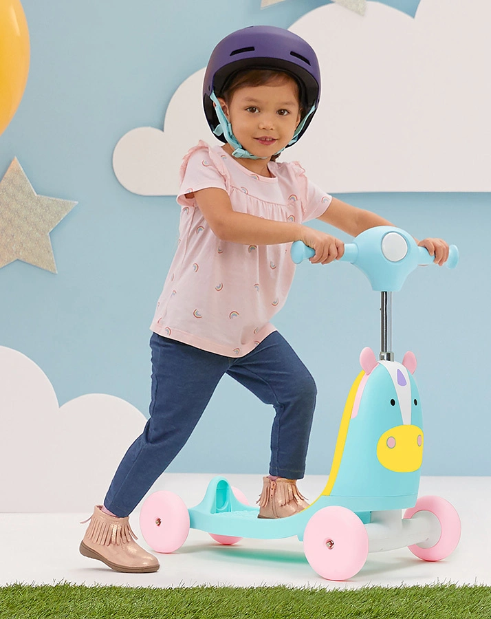 Scooter/Lauflernwagen ZOO RIDE ON 3-in-1 – EINHORN in hellblau/lila