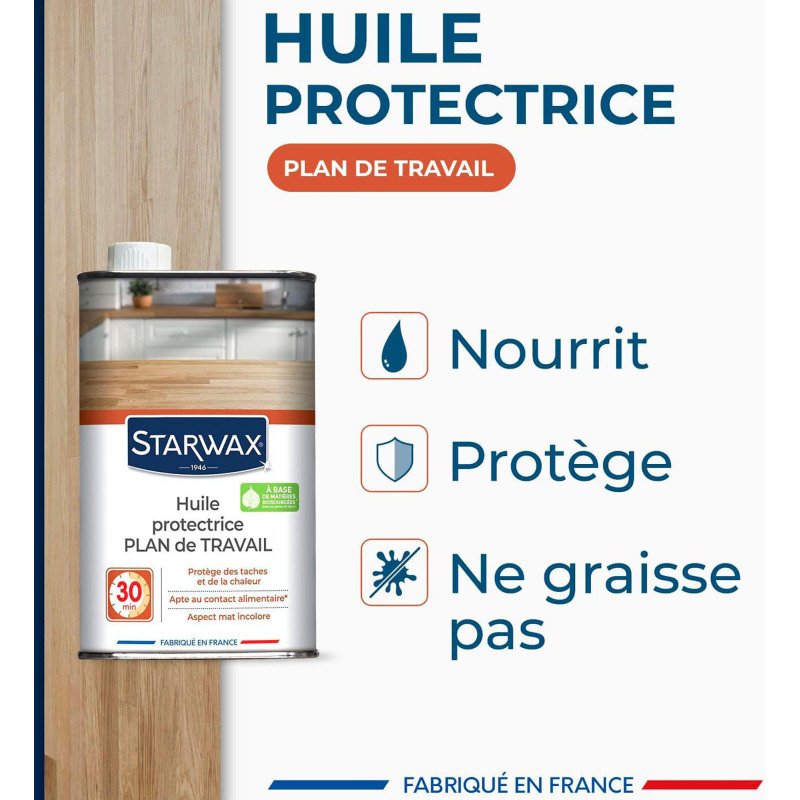 Huile protectrice plan de travail bois huilé - incolore - 500 mL