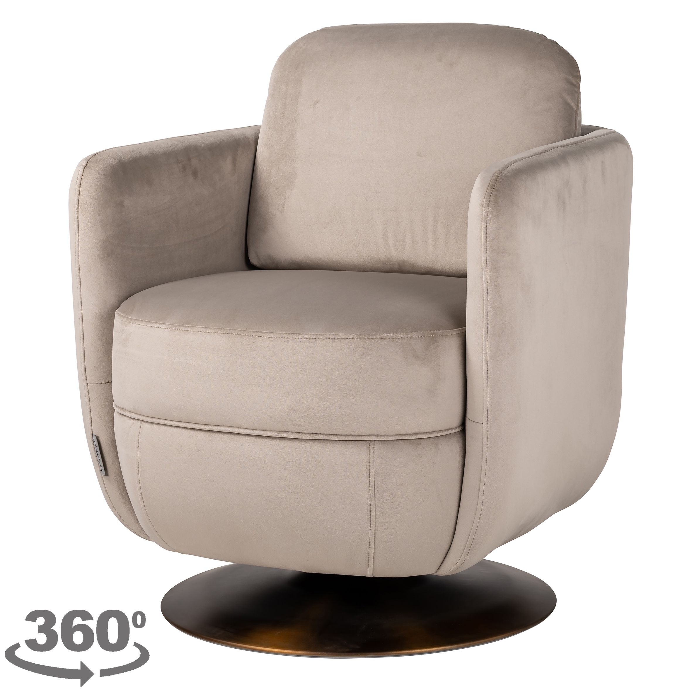 Draaifauteuil 211137 Khaki Velvet Turner B72 x D78 x H82 cm