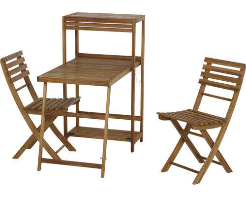 Siena Garden 2-zits balkonset bestaande uit: 2 stoelen, tafel, naturel hout