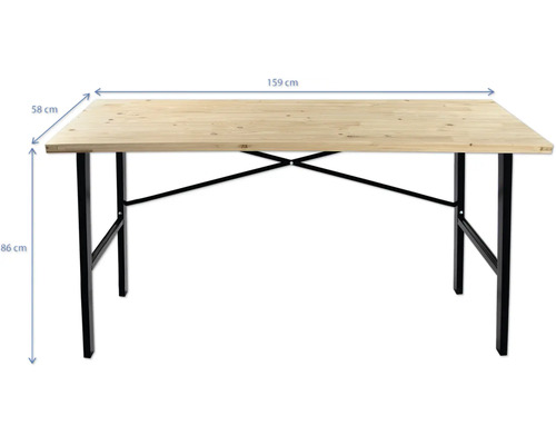 Werkbank van massief hout, 159 cm, 200 kg