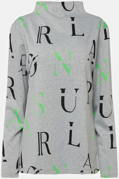 Sweatshirt, Buchstaben-Print, Stehkragen, Langarm, OEKO-TEX
