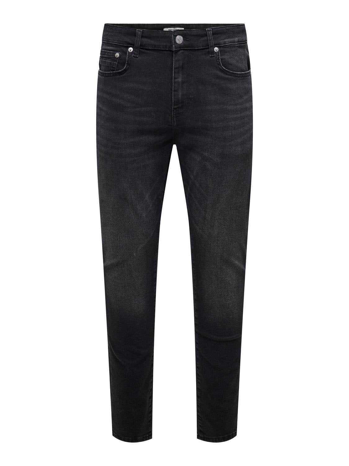 ONSROPE Mittlere Taille Verjüngt Jeans Black Denim