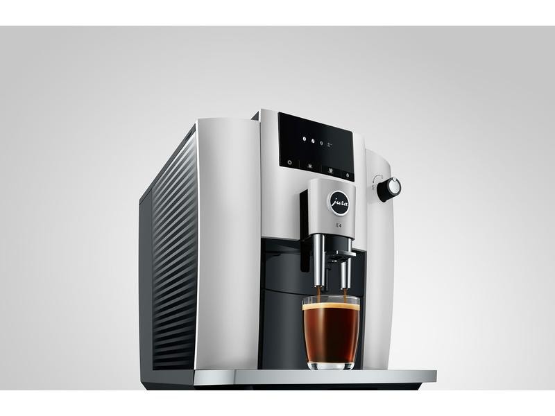 JURA Kaffeevollautomat E4 Platin (SA) Zweitassen-Vollautomat für fünf verschiedene Kaffeegetränke