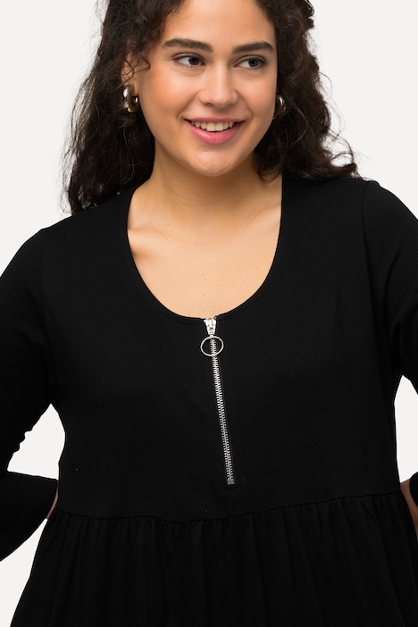 Jerseykleid, A-Linie, Empirenaht, Rundhals, 3/4-Arm