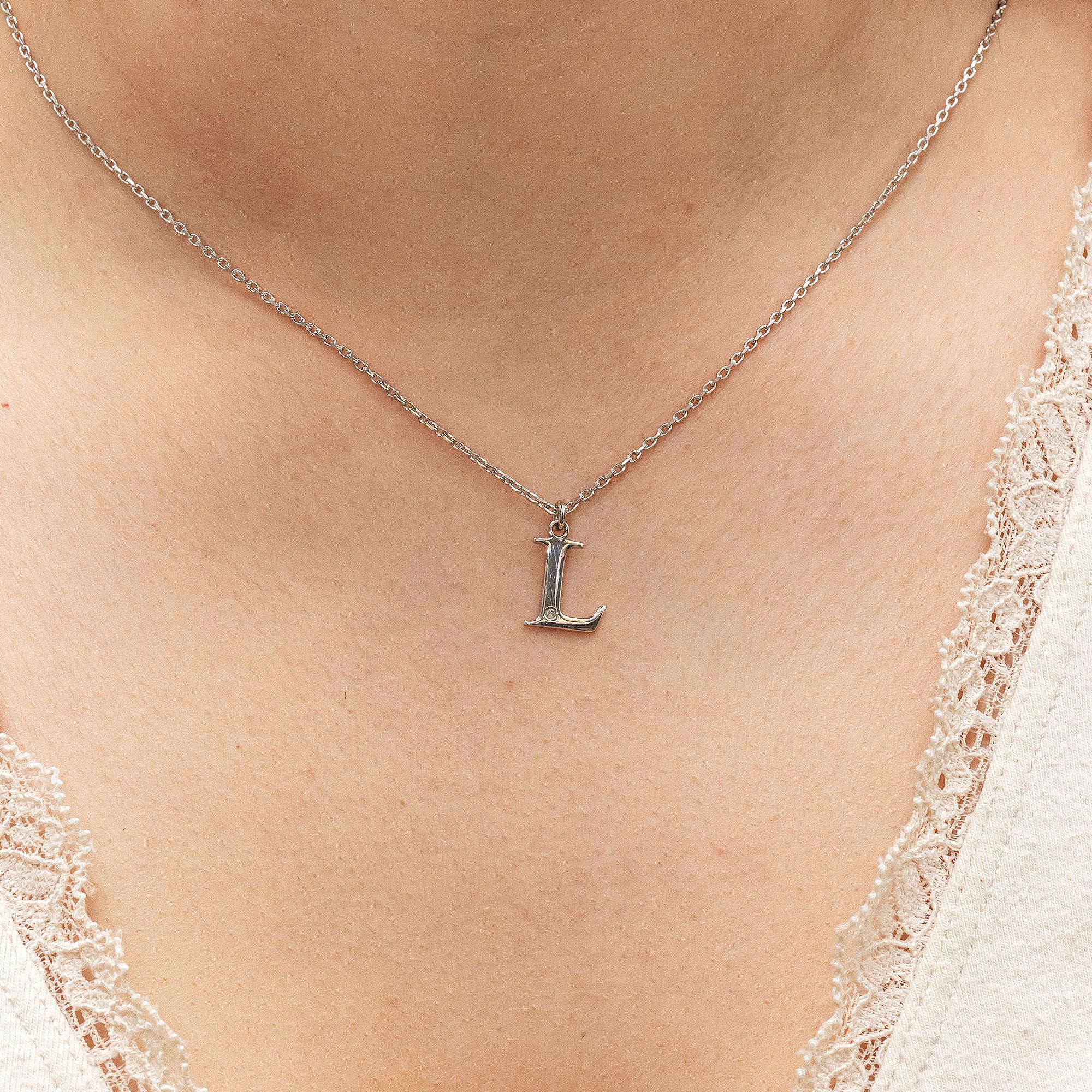 Diamonds by Ellen K. Halskette Silber 925 mit 1x Diamant 0,008ct. Buchstabe L