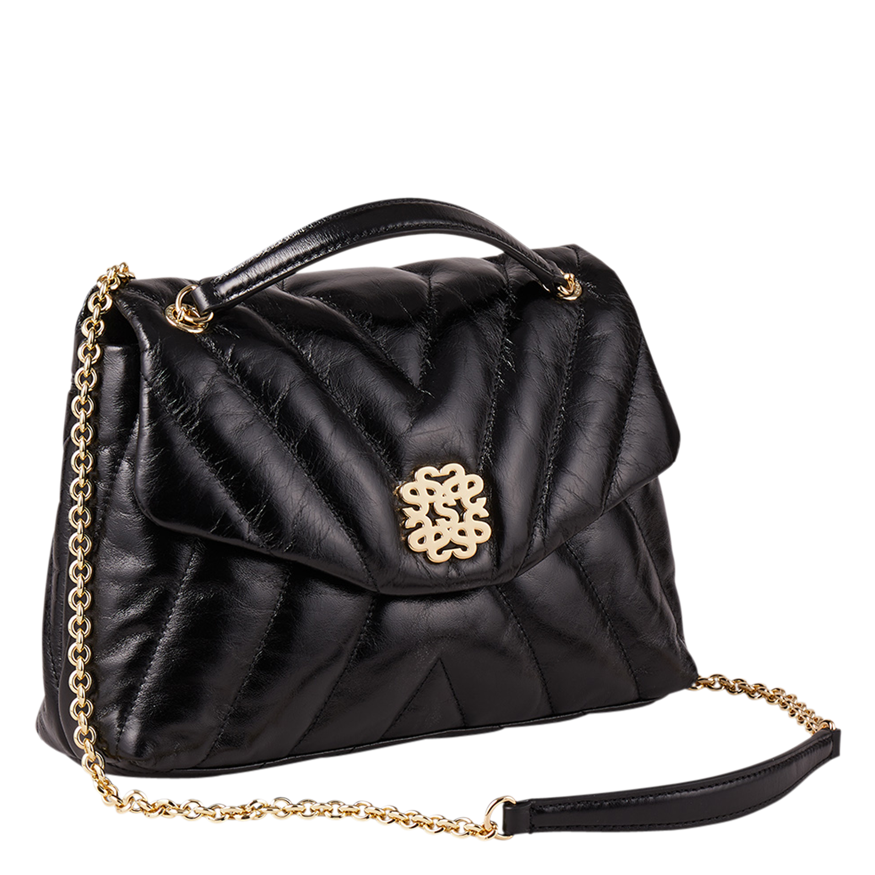 MILA - Sac bandoulière en cuir vieilli | Noir