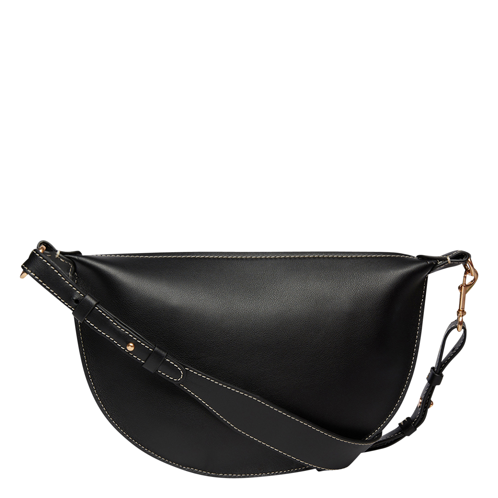 Sac banane en cuir lisse | Noir