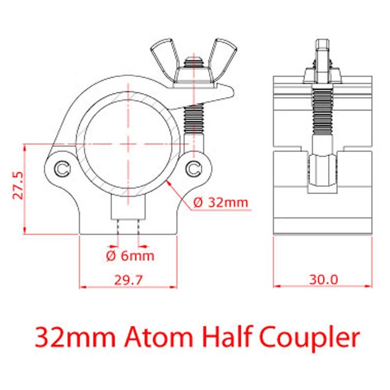 Doughty T58800 Atom Half Coupler 32mm zilver