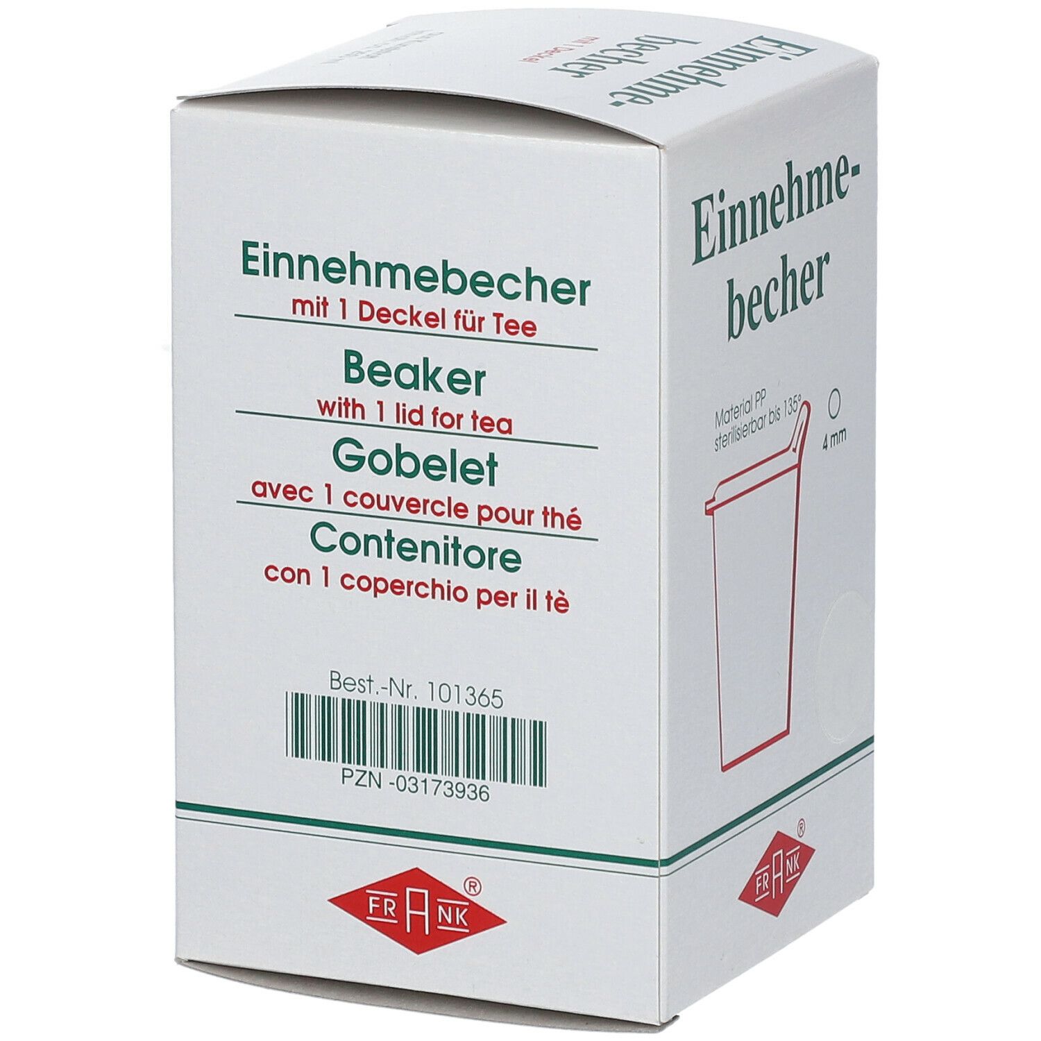 FRANK® Einnehmebecher Kunststoff mit abnehmbarem Trinkdeckel 4 mm