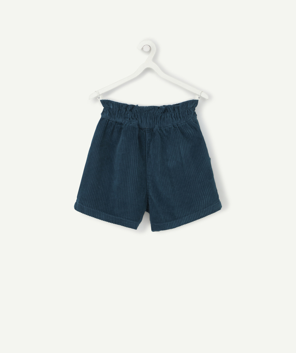 SHORT FILLE EN VELOURS CÔTELÉ BLEU CANARD AVEC POCHES