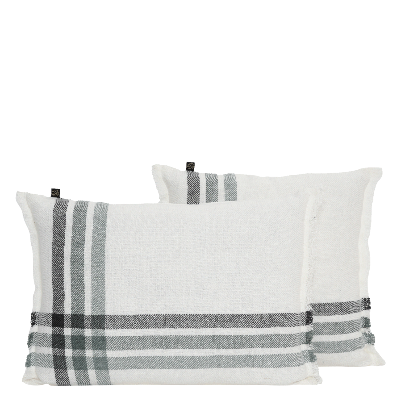 PAROS - Housse de coussin imprimée en lin | Vert