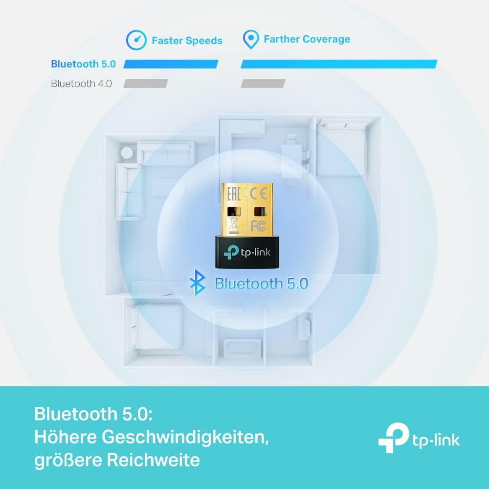 Nano USB A Dongle Bluetooth 5.0 Receiver Transmitter Wireless Konverter USB Adapter (UB500) - Schwarz