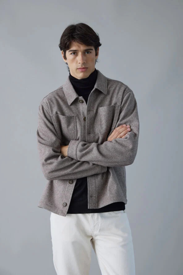 Casual Friday CFGIBSON herringbone jacket Silver mink melange