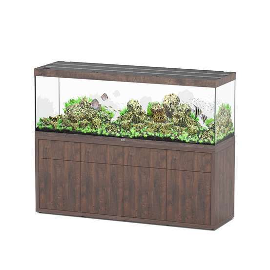 Aquarium et Meuble 4 portes Sublime Led Chêne Brun L200x P60x H70 cm