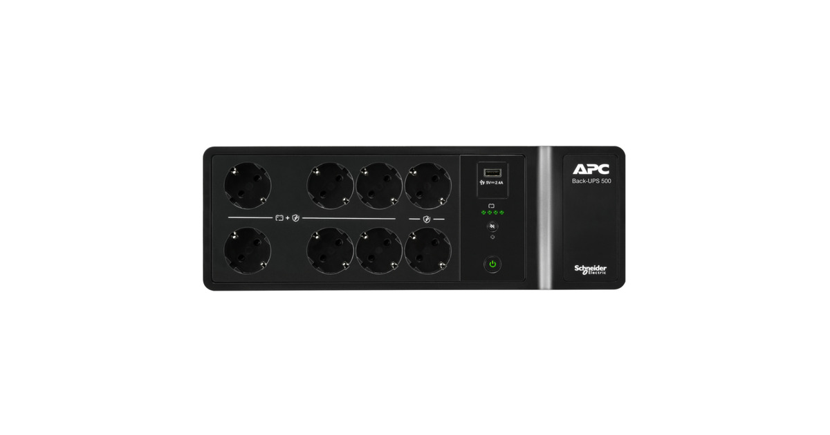APCBack-UPS BE500G2-GR - Noodstroomvoeding ups  (Zwart, 8x Schuko, 500VA, 1 USB oplader, 1 USB datapoort)