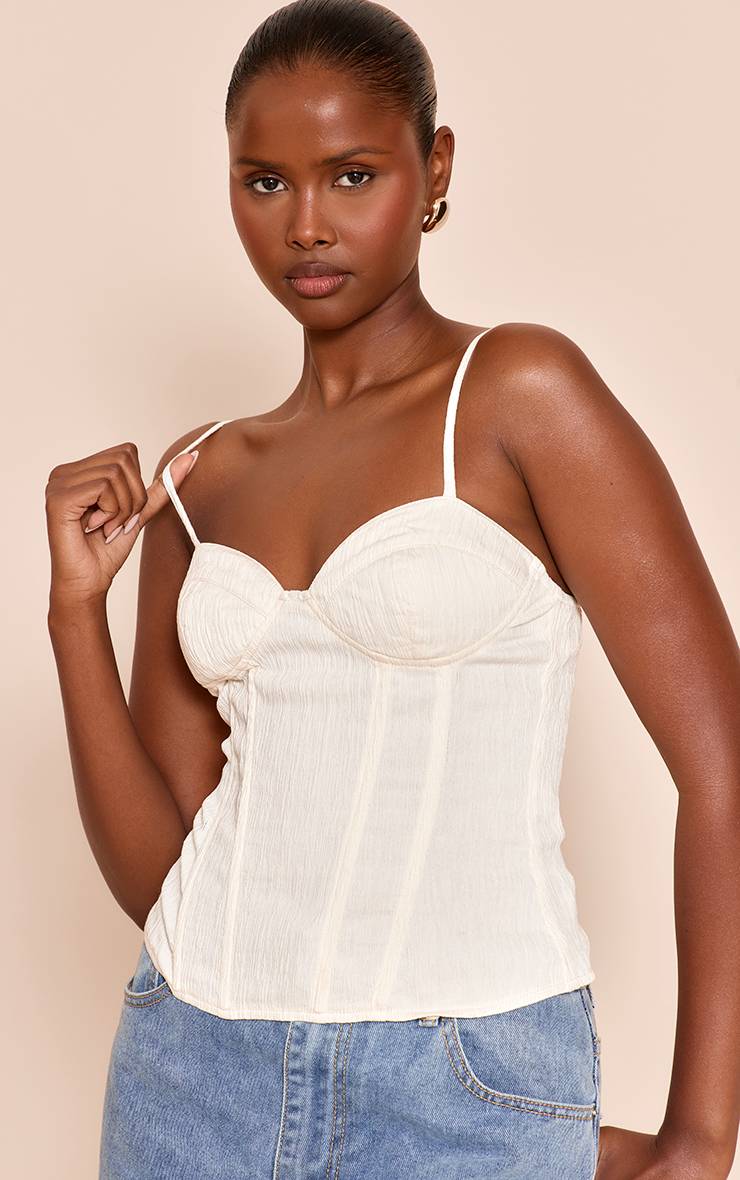 Crème Corset Long Texturé À Bretelles