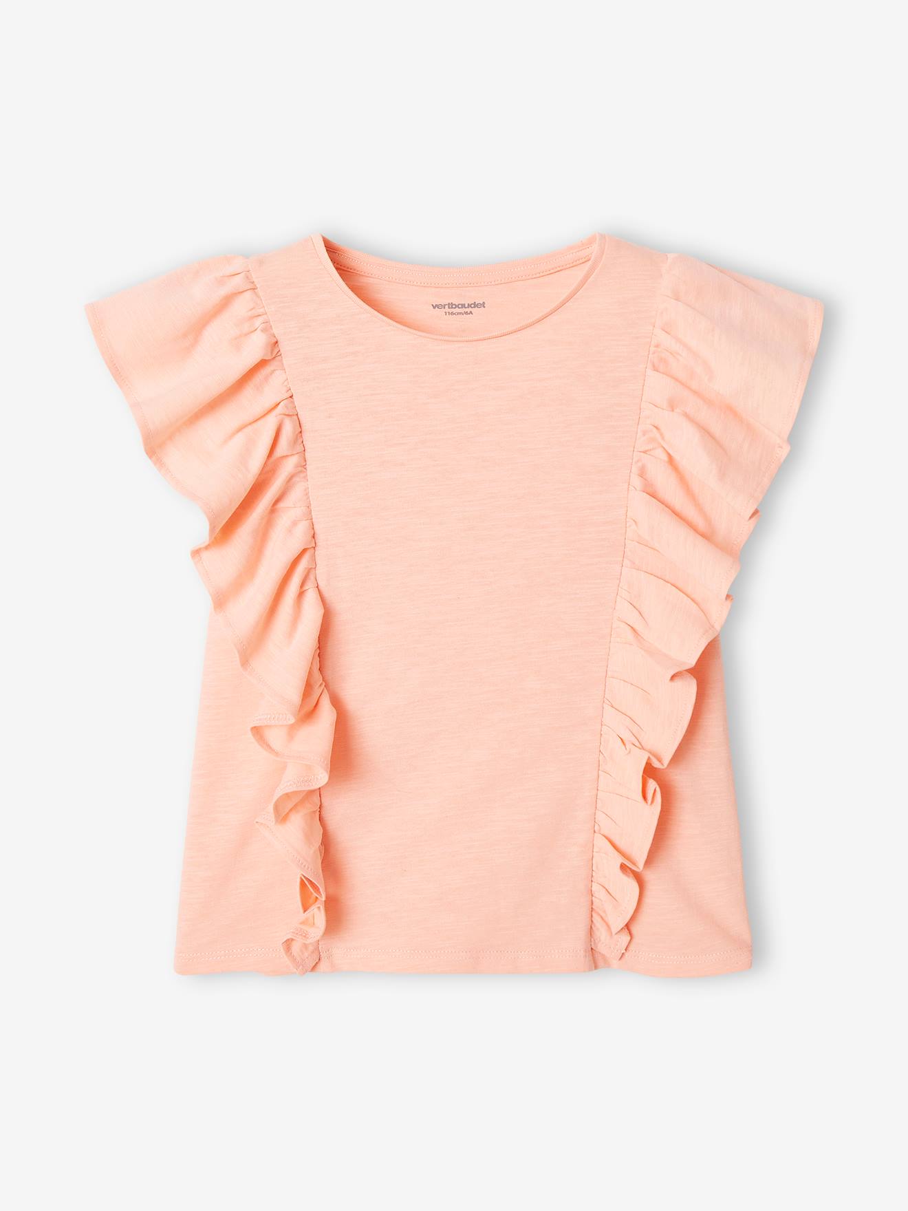 Camiseta com babados para meninas, verde salgueiro