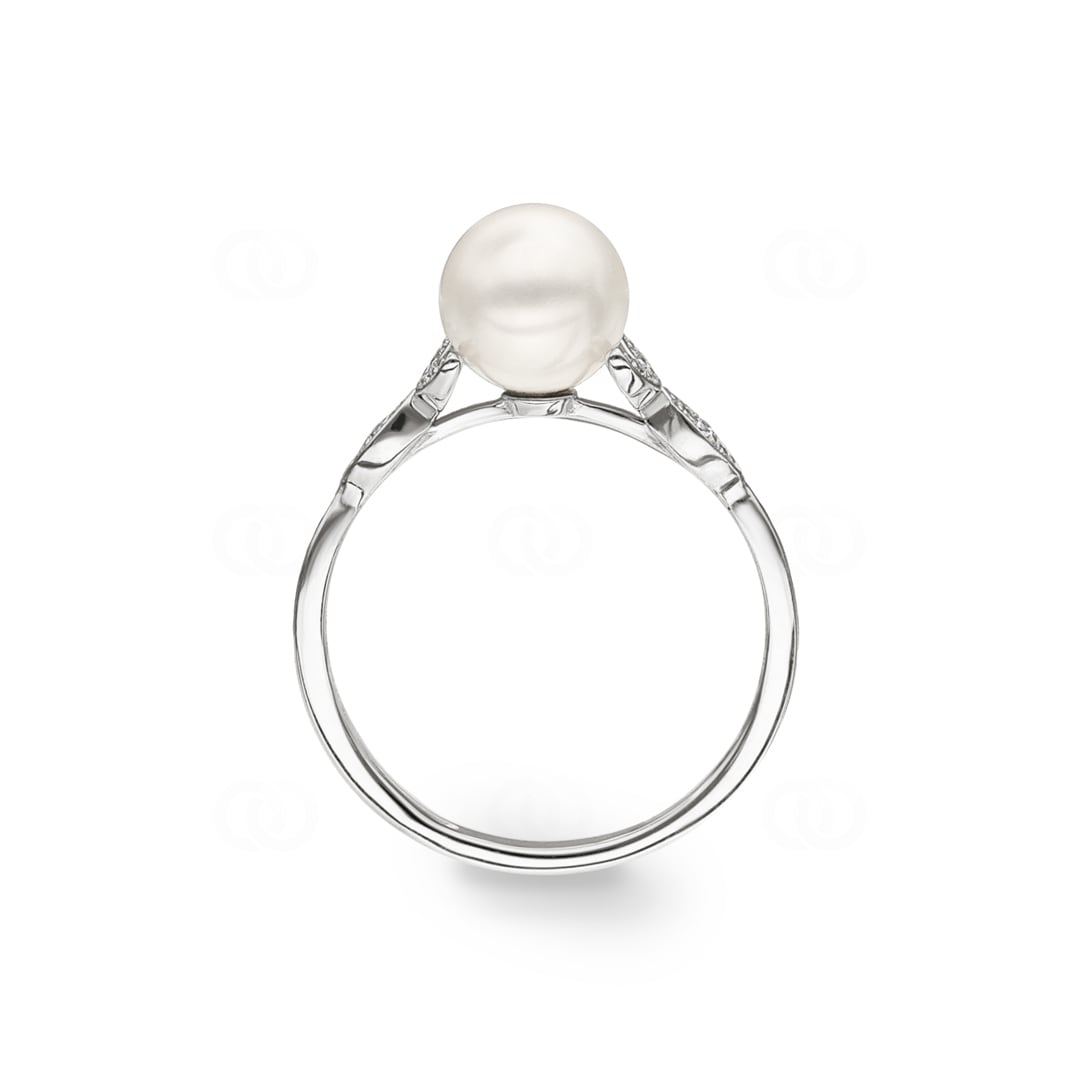 Damenring 925 Silber rhodiniert mit Kunstperle 7mm und Zirkonia