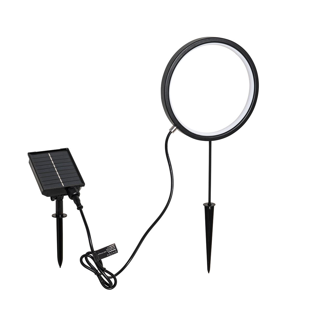 Set van 2 prikspots zwart 50cm incl. LED oplaadbaar en solar IP65 - Adalind