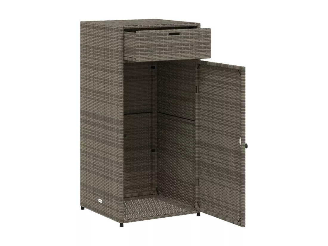 Armoire de rangement de jardin gris 55x55x111 cm résine tressée